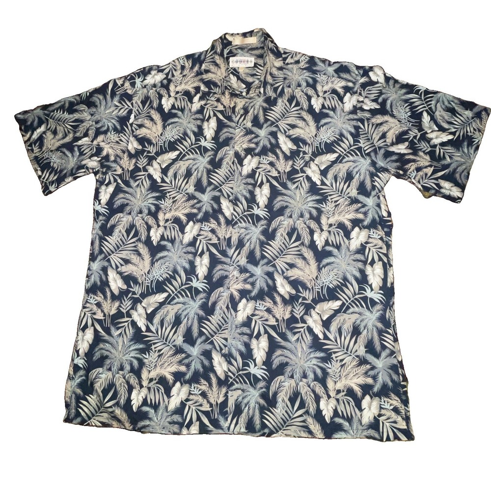 VTG Campia Moda Shirt Mens L Button Up Short Sleeve Palm Tree Hawaiian Resort